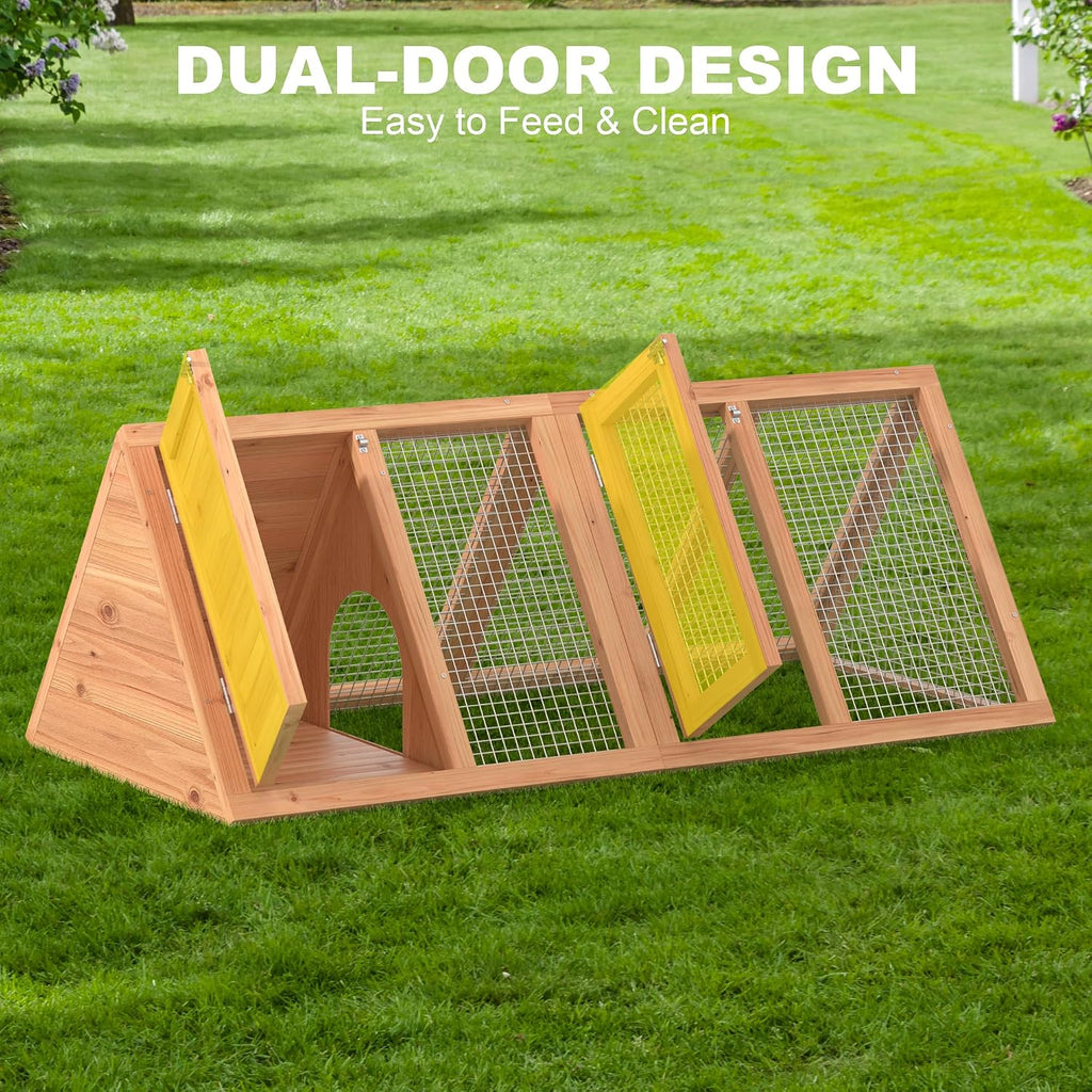 Small Chicken Coop, Wooden Rabbit Hutch Outdoor(Natural Wood)