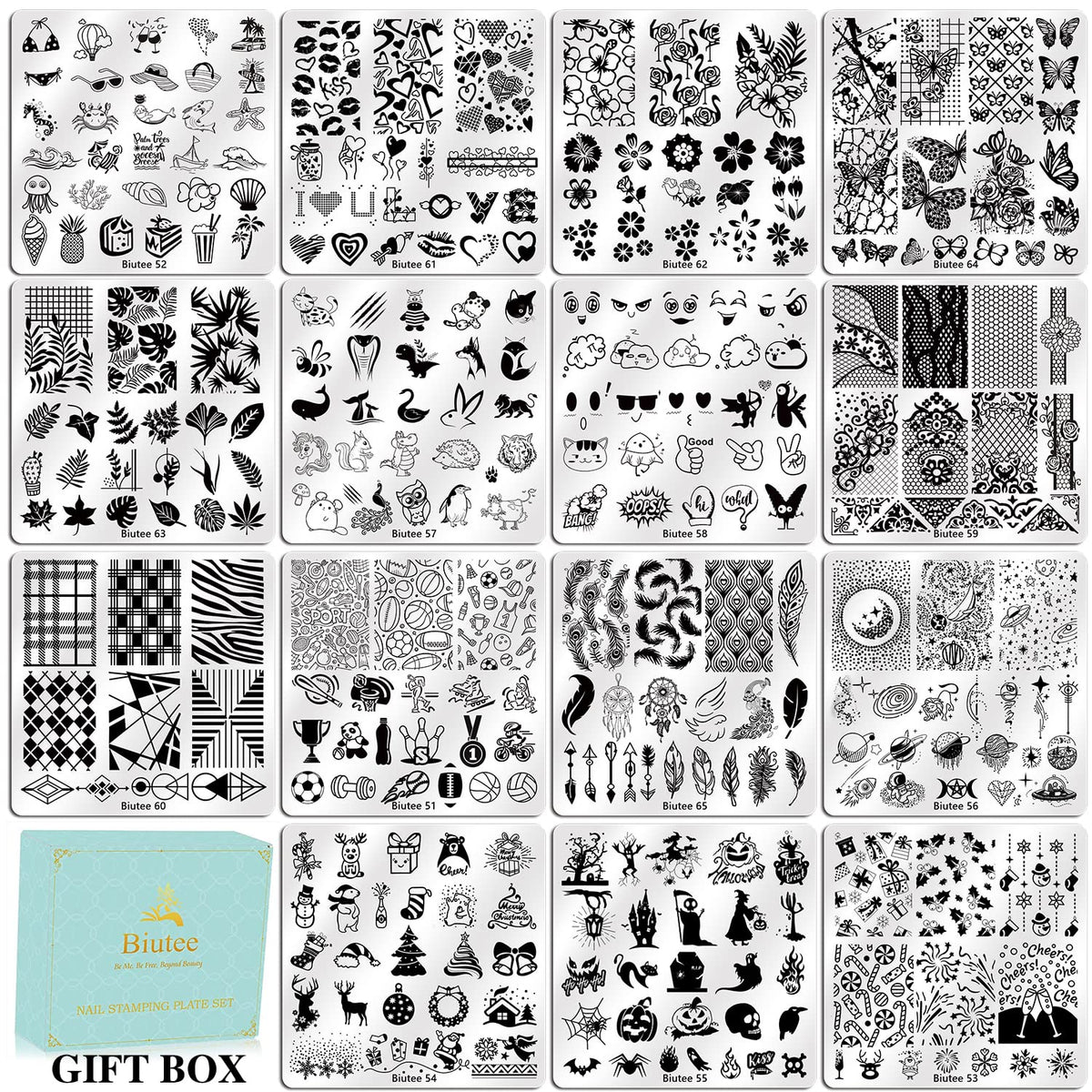Nail Stamping Plates Set 15PCS Nail Stamping Kit with Nail Stamper