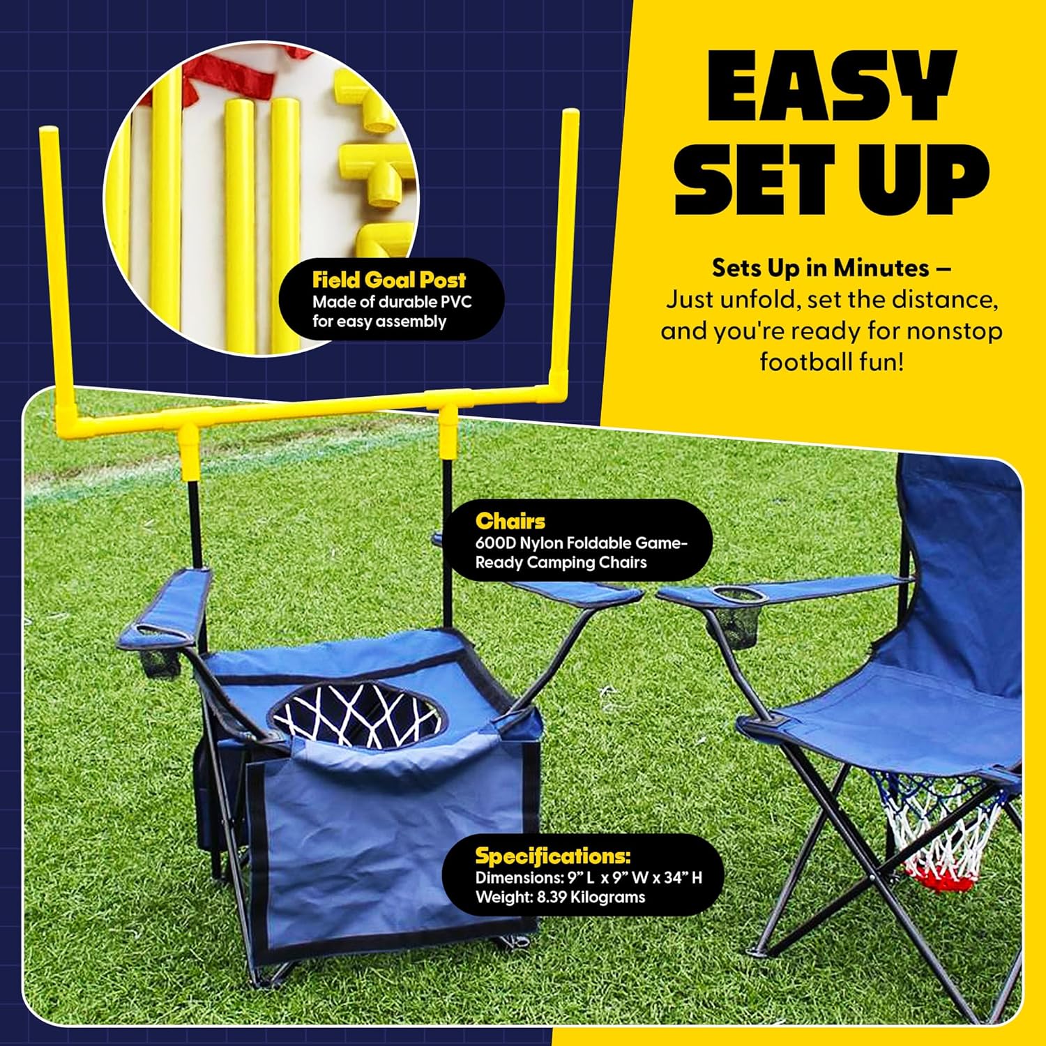 The Ultimate Football Yard Game Set, Outdoor Football Toss for Tailgating, Backyard, Beach, Park, Tournaments, Sports