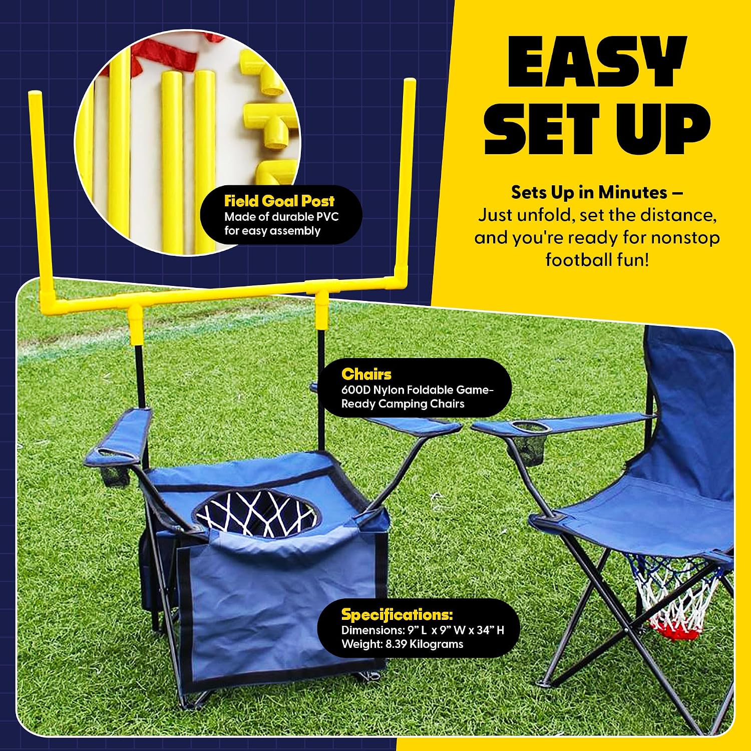 The Ultimate Football Yard Game Set, Outdoor Football Toss for Tailgating, Backyard, Beach, Park, Tournaments, Sports