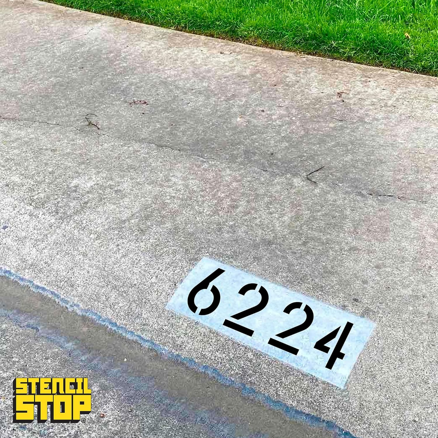 Curb Stencil Kit for Address Painting – Includes All Numbers, 4-Inch Durable & Reusable Plastic Stencils for