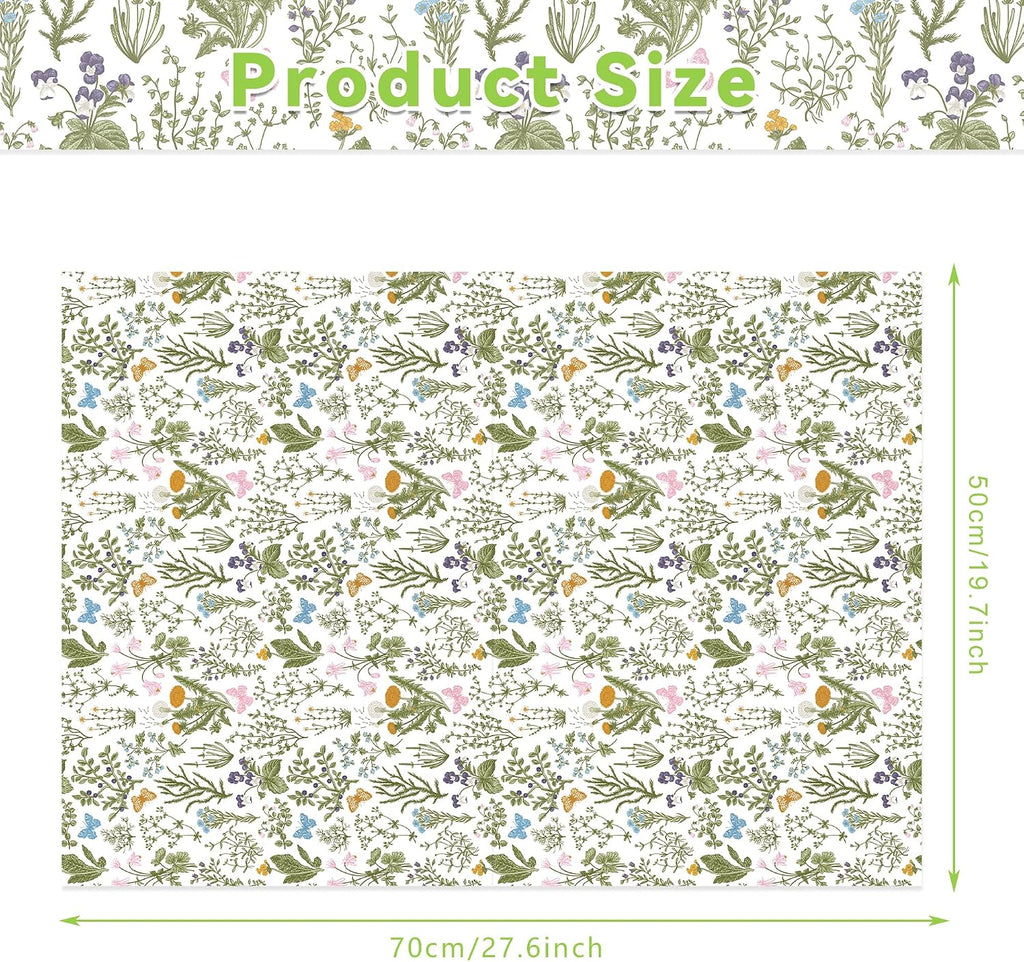 50 Sheets Vintage Wildflower Tissue Paper - 20x28 Inch Wild Floral Art Tissue Spring Wrapping Paper with Delicate
