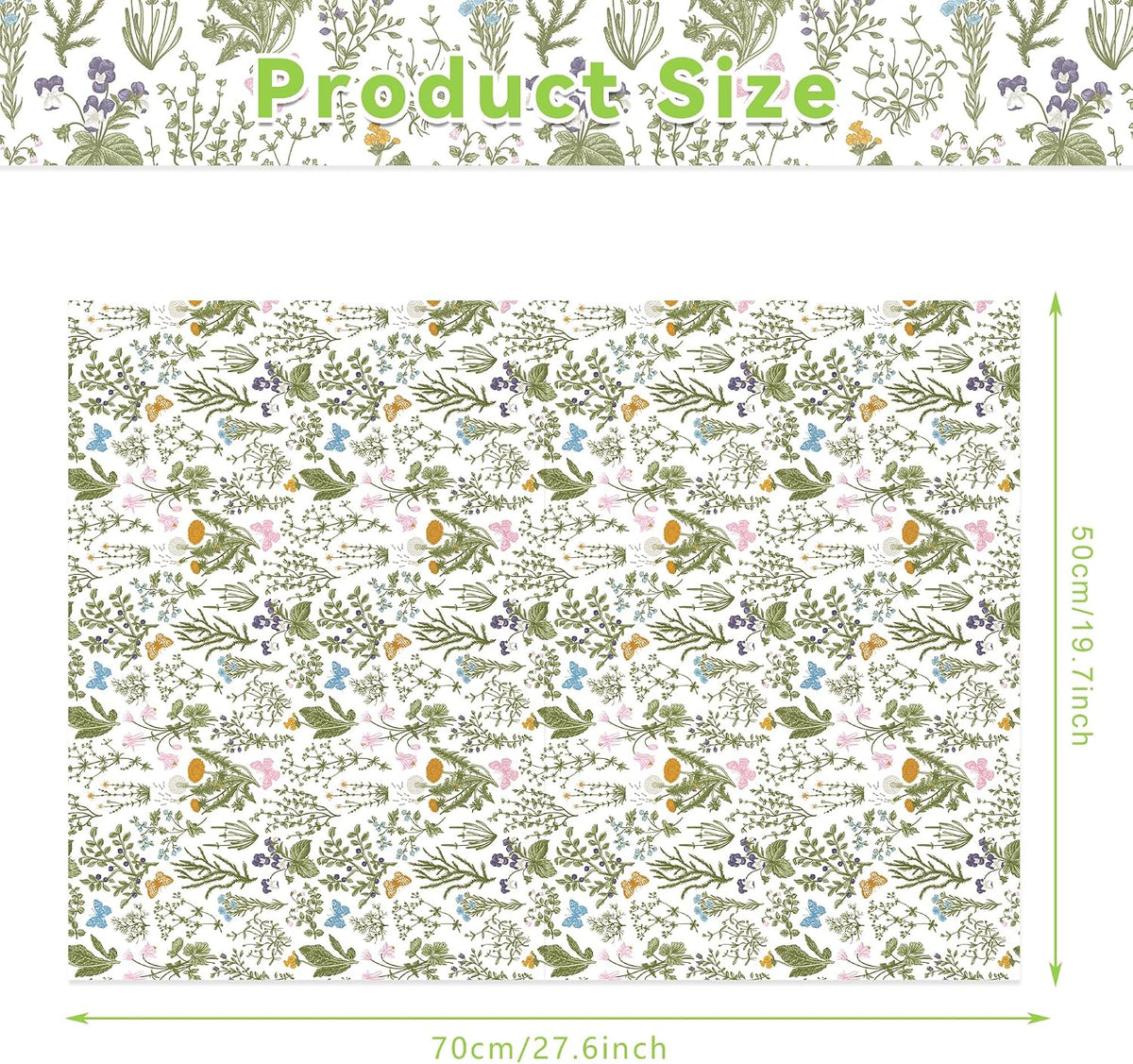 50 Sheets Vintage Wildflower Tissue Paper - 20x28 Inch Wild Floral Art Tissue Spring Wrapping Paper with Delicate