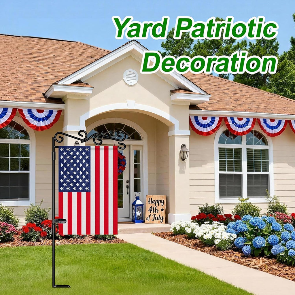 Garden Flag Stand, Premium Garden Flag Pole Holder Black Metal Powder-Coated Weather-Proof Paint, 37.8"H x 15.5"W For