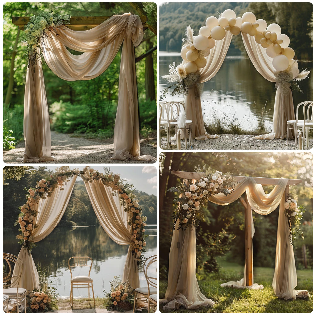 Wedding Arch Draping Fabric 2 Panels Nude Sheer Backdrop Drapes