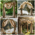 Wedding Arch Draping Fabric 2 Panels Nude Sheer Backdrop Drapes