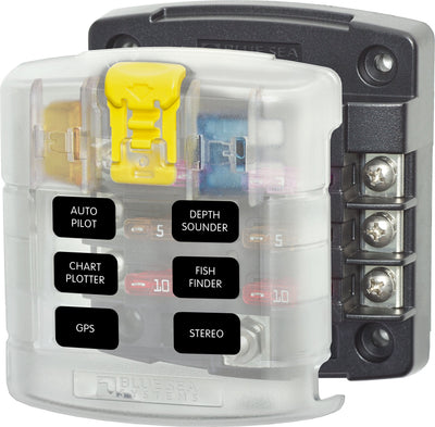 Blue Sea 5028 ST Blade Fuse Block w- Cover - 6 Circuit Without Negative Bus [5028]