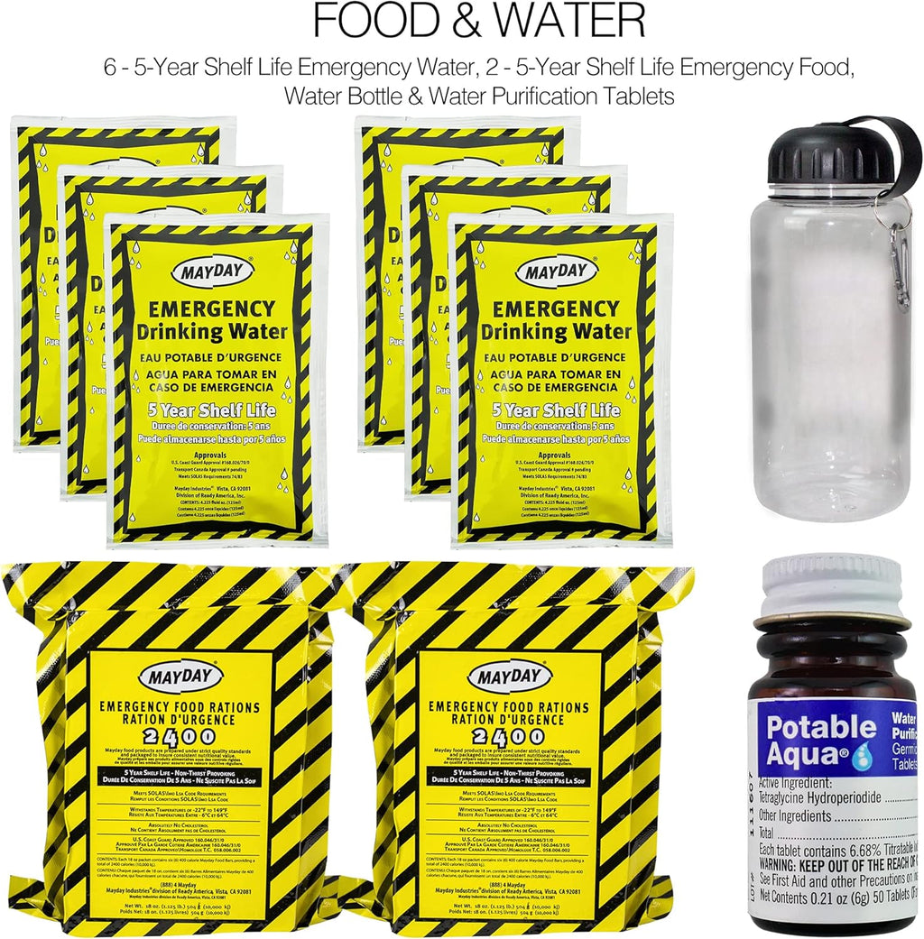 72 Hour Deluxe Emergency Kit, 2-Person 3-Day Backpack, First Aid Kit, Survival Blanket, Power Station, Emergency