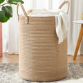 80L Extra Large Jute Woven Rope Laundry Basket Tall Wicker Hamper