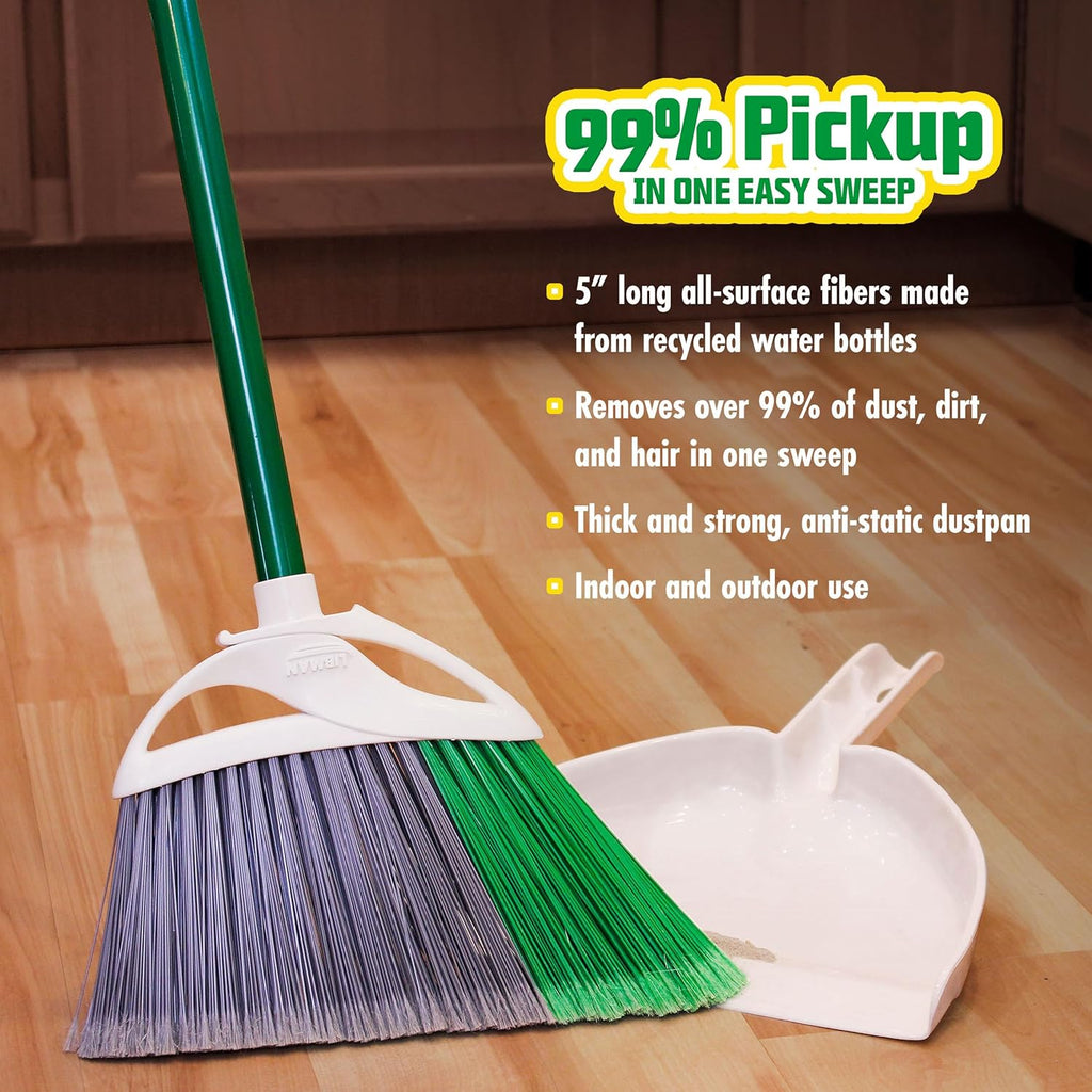 Libman FlexTech Broom with Dustpan Combo Set for Sweeping Indoor and Outdoor Floors, Pet, Dog Hair Broom, 55”