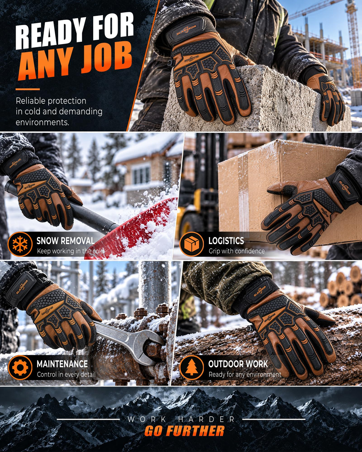 Winter Work Gloves for Men, Impact Mechanic, Insulated, Waterproof