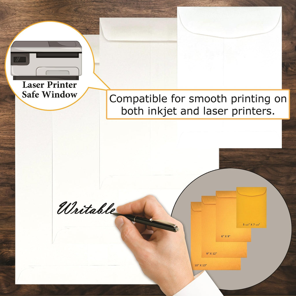 1000 Cashier Depot - 6" x 9" Catalog Envelopes – Open End – Sturdy 24lb White Wove – Gum Flap Closure – Professional