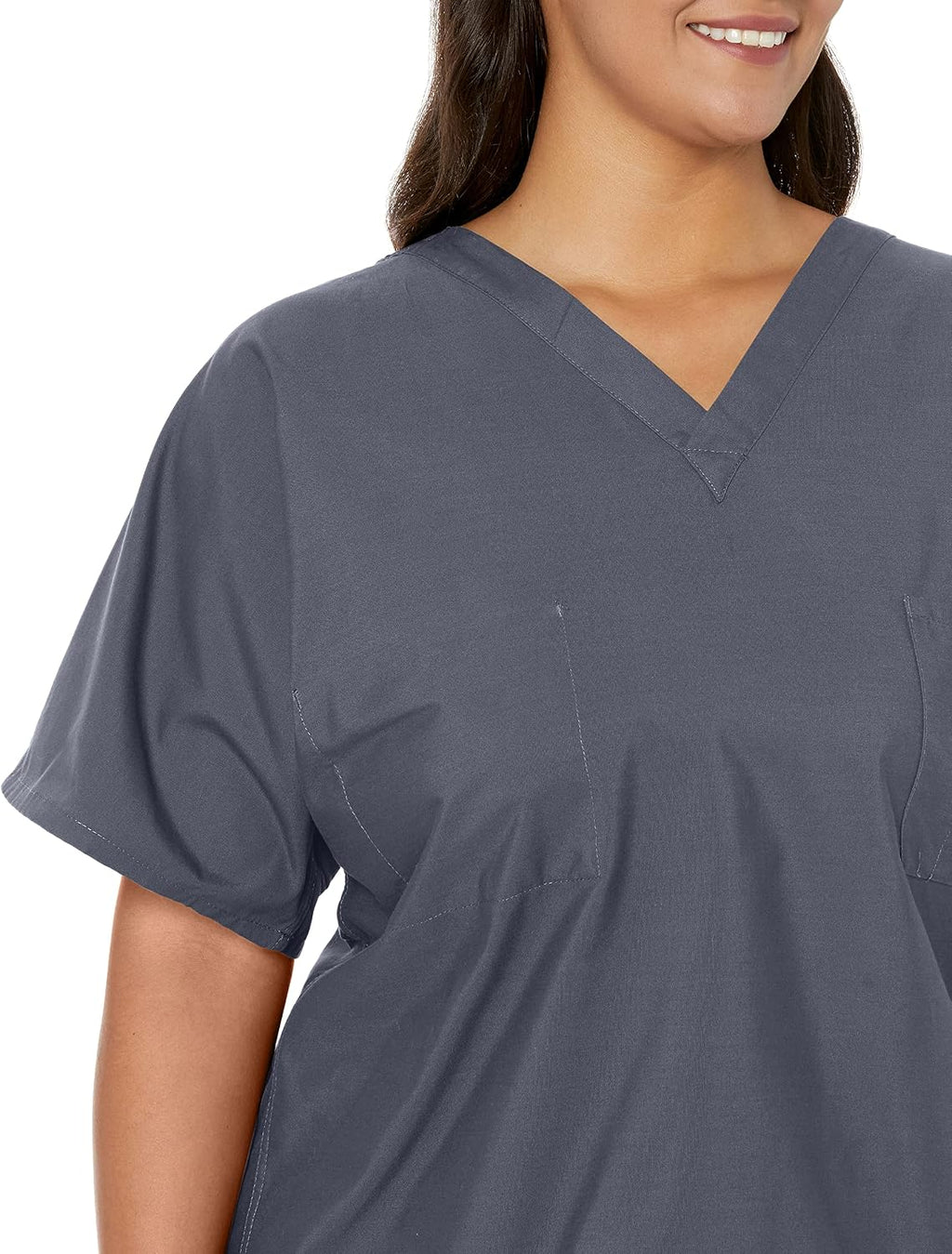 Essentials Unisex Relaxed Fit 1-Pocket V-Neck Scrub Top 7502 Steel Grey