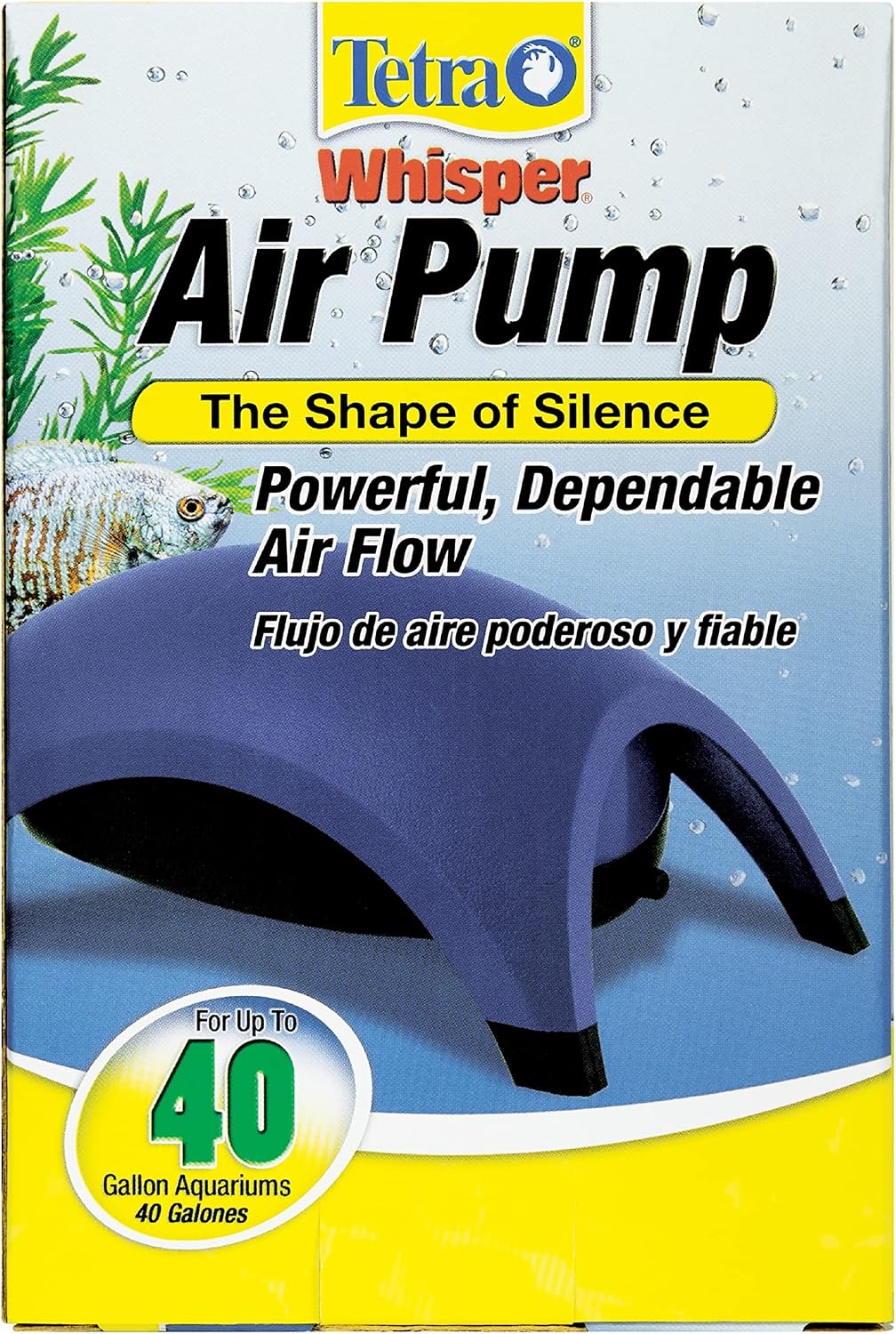 Whisper Air Pump for Aquariums Up to 40 Gallons, Non-UL