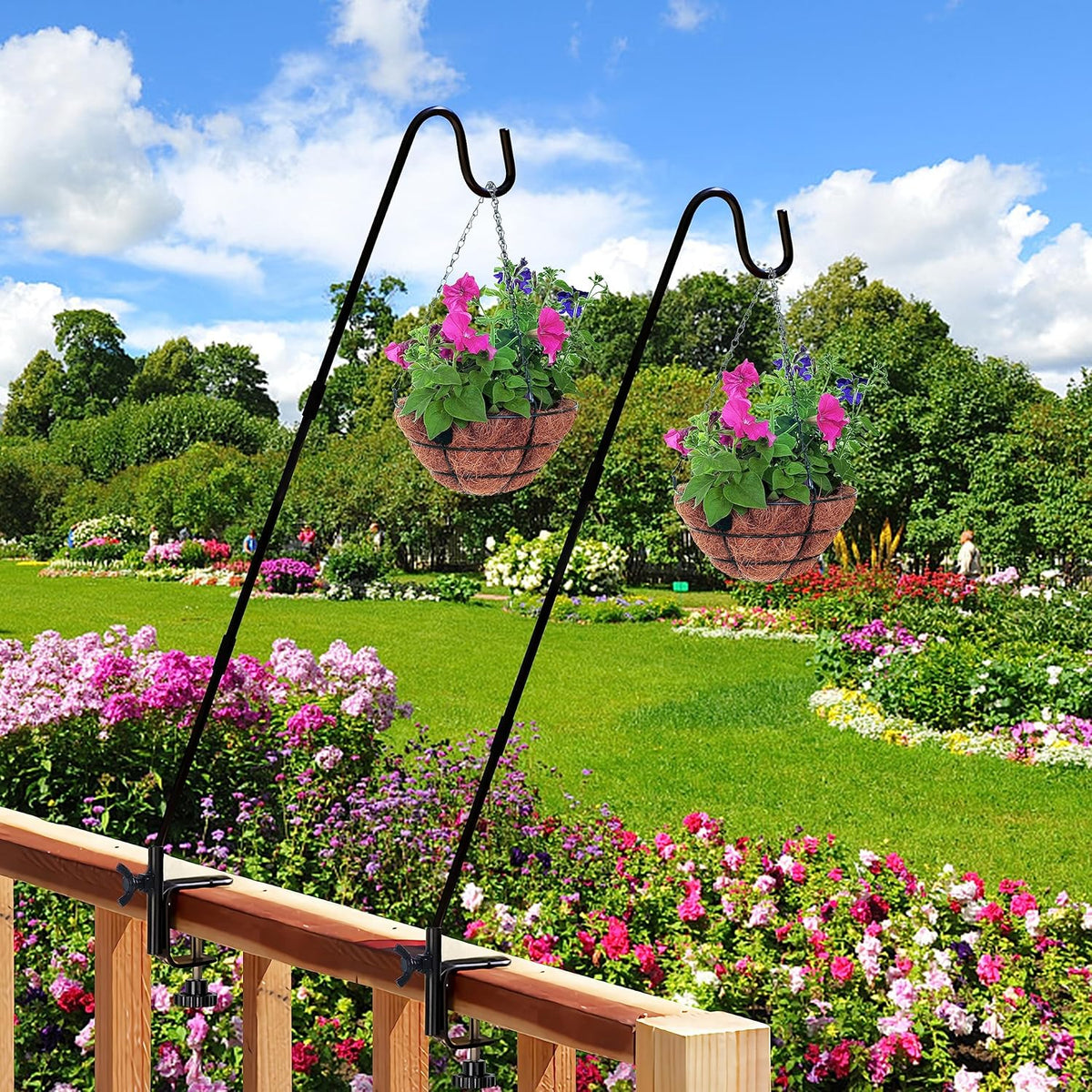 2 Pack Heavy Duty Deck Hook with 2 Inch Non Slip Clamp, 25 or 36 Inch Extended Reach Deck Hook, Adjustable Rail Pole