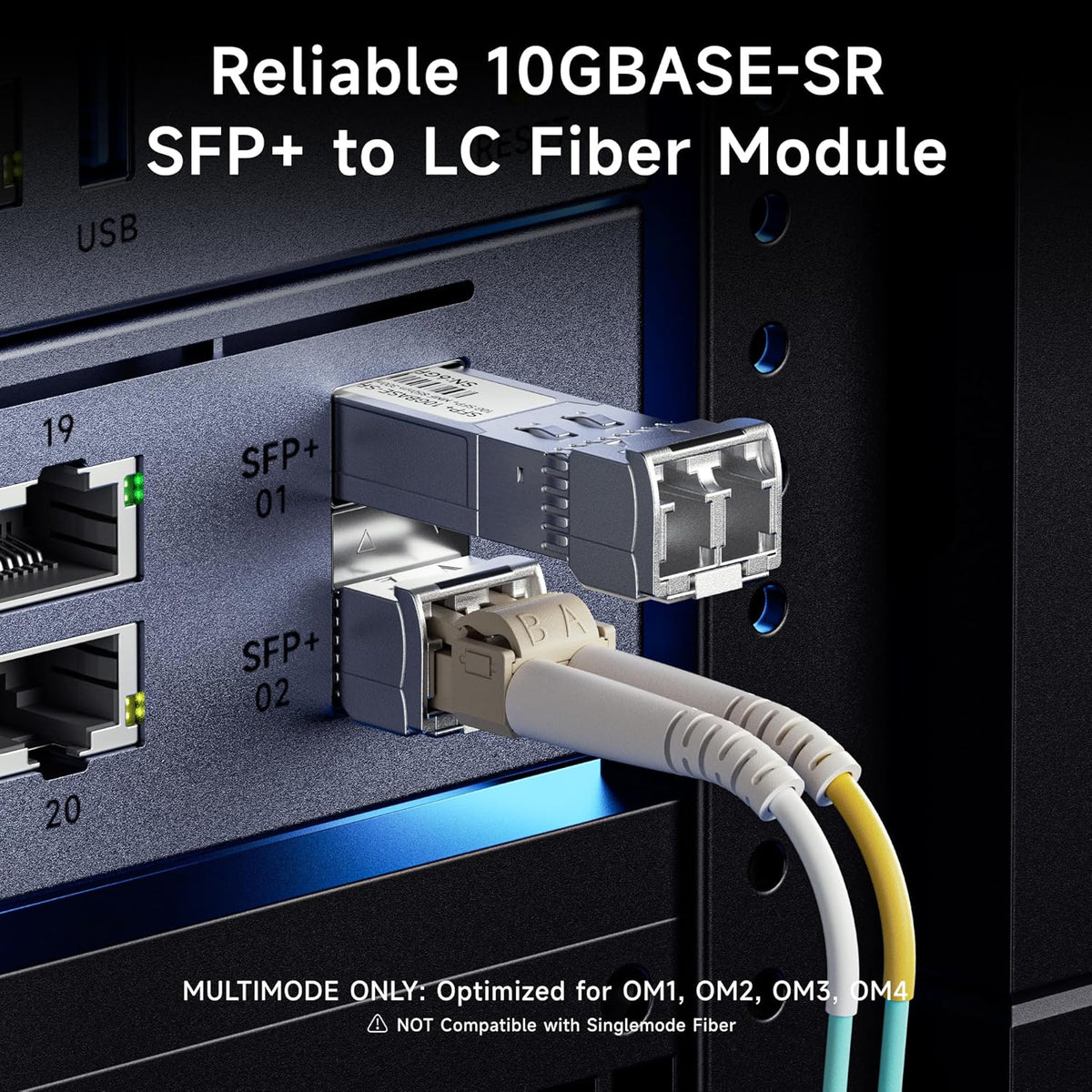Cable Matters 2-Pack 10GBASE-SR SFP+ LC Fiber Transceiver, up to 300m