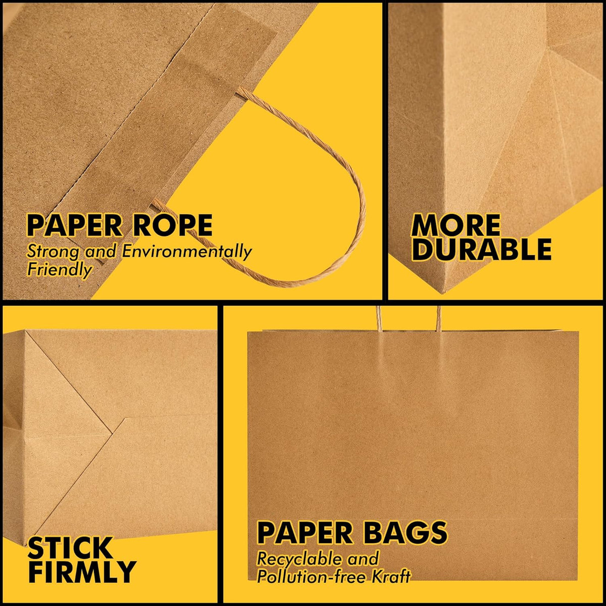 Extra Large Brown Gift Paper Bags 100 Pack 16x6x12 in with Handles