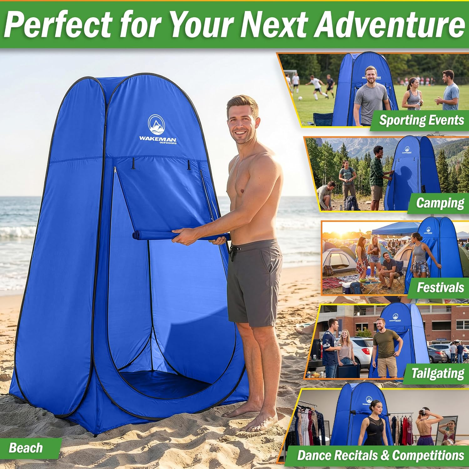 Pop Up Changing Tent, 3.3 x 3.3 x 6.2ft, Camping Shower Tent for Portable Toilet Stall or Dressing Room with Carry