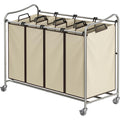 4-Bag Heavy Duty Rolling Laundry Sorter Cart, Chrome