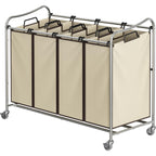4-Bag Heavy Duty Rolling Laundry Sorter Cart, Chrome