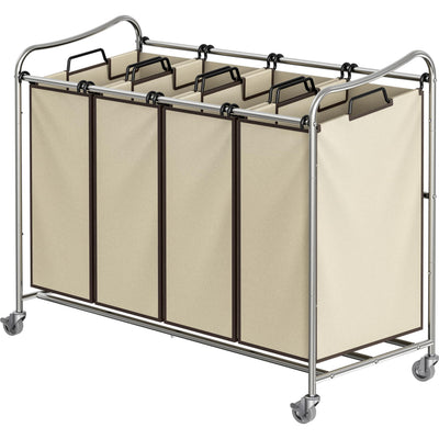4-Bag Heavy Duty Rolling Laundry Sorter Cart, Chrome