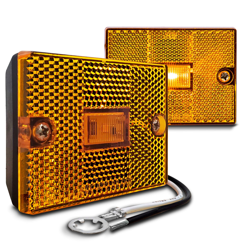 TRUE MODS 2pc 2x3 3x2 Amber Rectangle LED Trailer Side Marker Light for RV