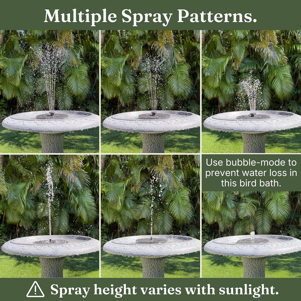 Pedestal Birdbath with Solar Fountain, Resin Stone Composite Outdoor Garden Decor, Standing Bird Bath for Outside