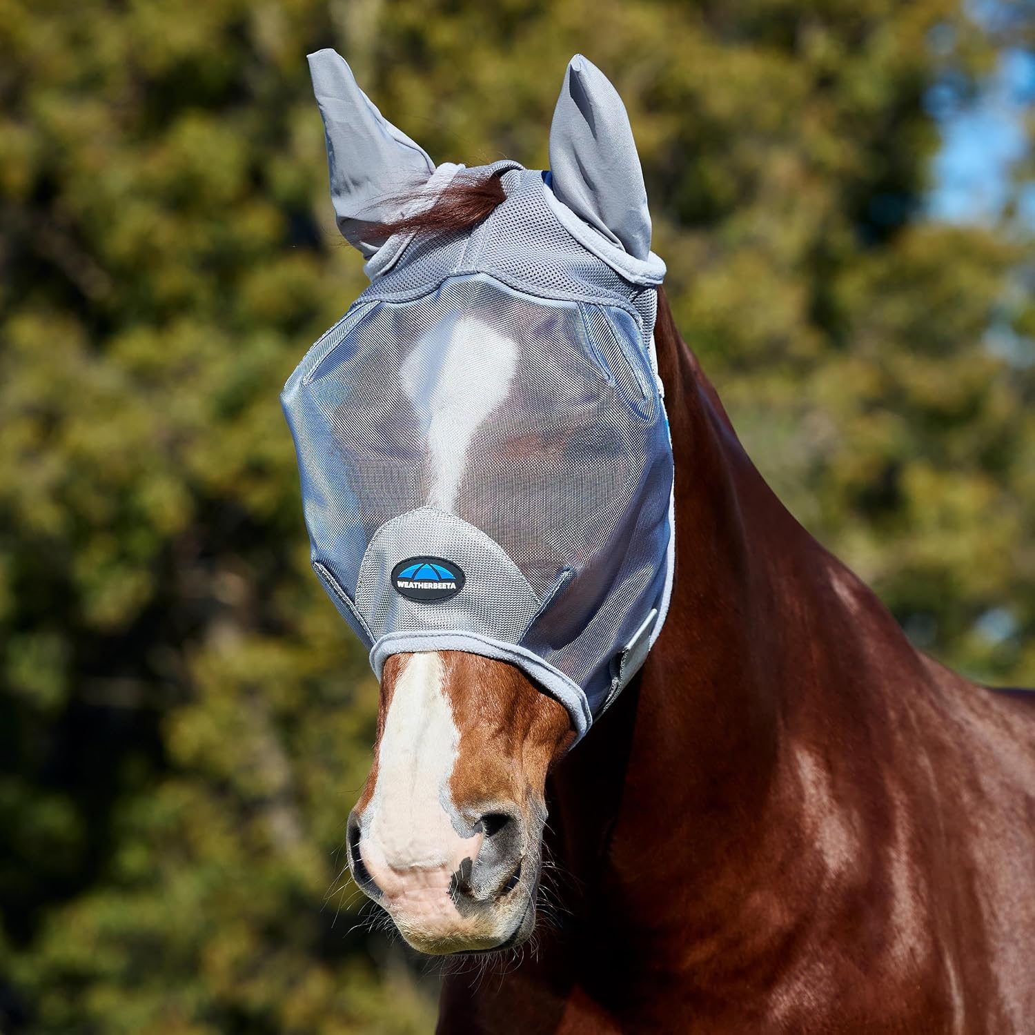 ComFiTec Durable Mesh Fly Mask with Ears, Grey, Large