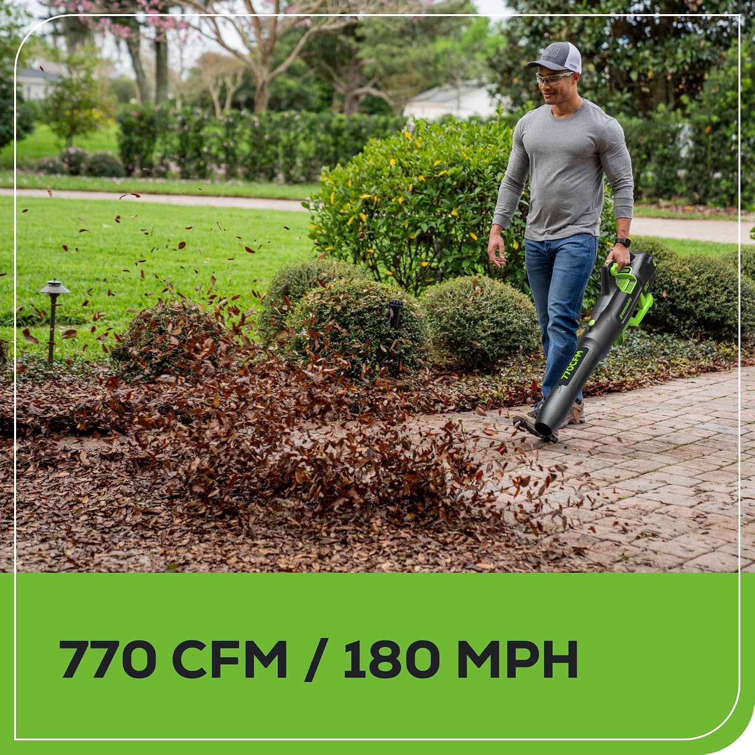 80V Electric Leaf Blower, 770 CFM, 4.0 Ah Battery and Charger