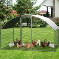 Metal Chicken Run, 9.8 x 6.5 x 6.5 Ft Metal Chicken Coop for Yard with Waterproof and Anti-Ultraviolet Cover, Dome