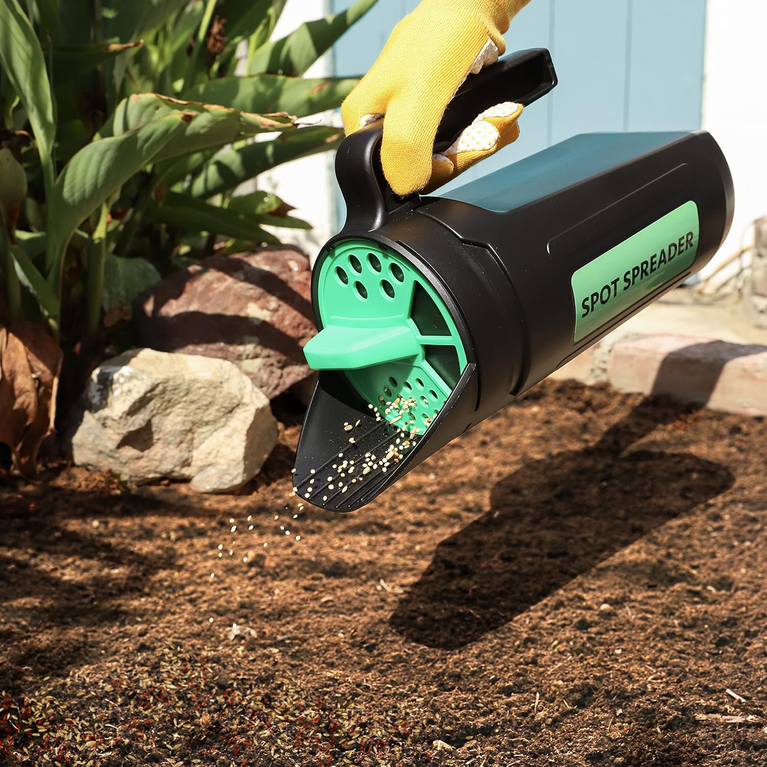 Hand Spreader Shaker for Seed, Salt, De-Icer, Ice Melt, Earth Food and Fertilizer - Multiple Opening Sizes for Any