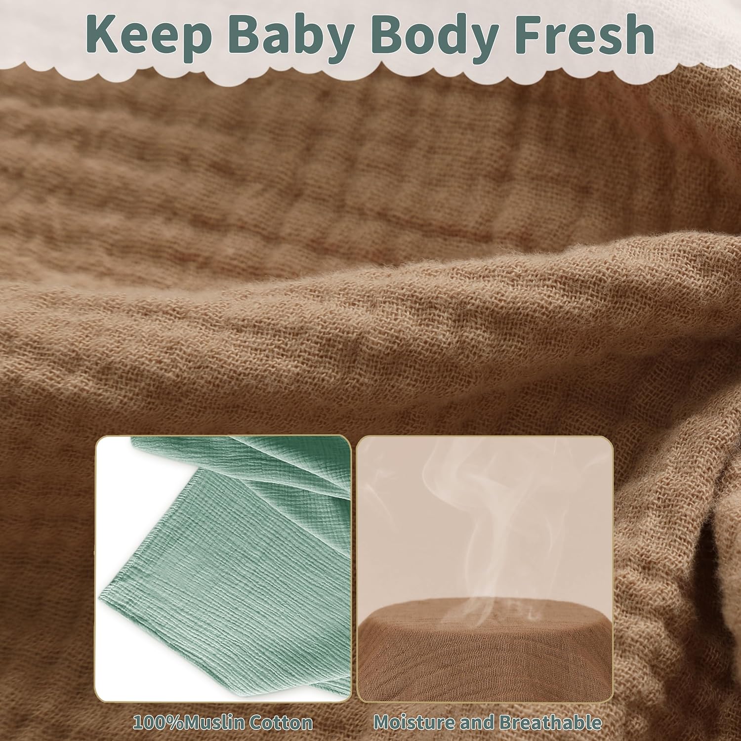 Muslin Swaddle Blankets for Newborn, 2 Pack Breathable Soft Receiving Blanket, Large 41 x 41 inches Swaddle Wrap