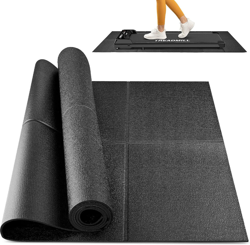 Foldable Rubber Treadmill Mat - Exercise Bike Mat with Waterproof | Non-Slip, Shock Absorption, Exercise Equipment