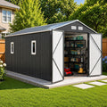 10x12 FT Metal Storage Shed with Reinforced Frame | 20‑Gauge Galvanized Metal Shed, Lockable Double Doors, Skylights