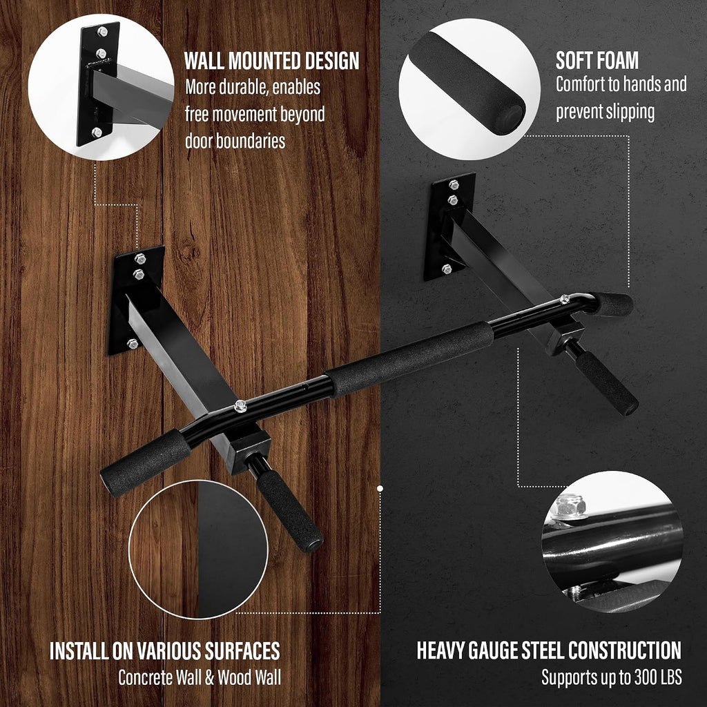 Pull Up Bar Wall Mounted - Multifunctional Wall Mounted Pull Up Bar for Home Gym Workout Strength Training Equipment