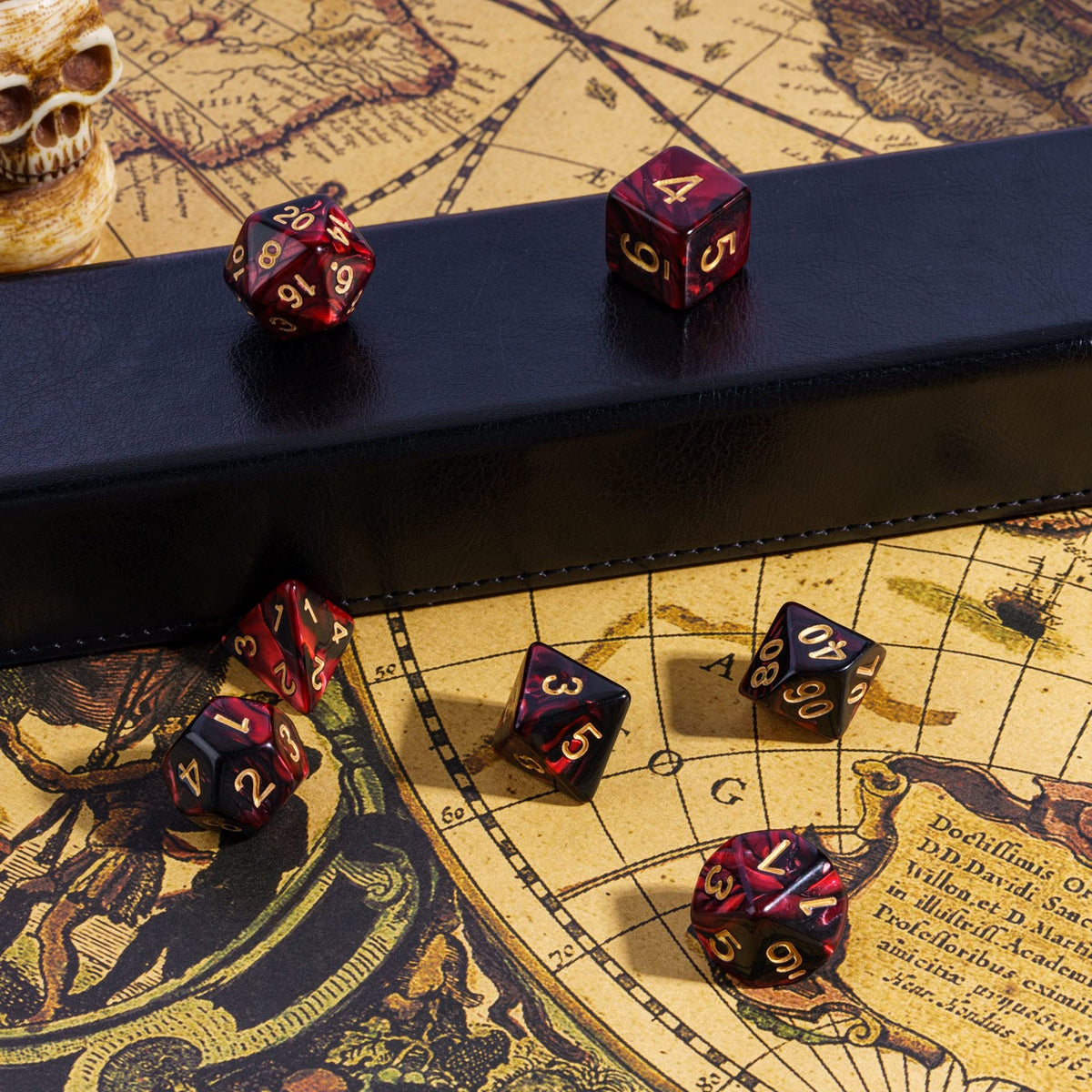 7PCS Polyhedral RPG Dice Set Red Black Dice for Role Playing Games