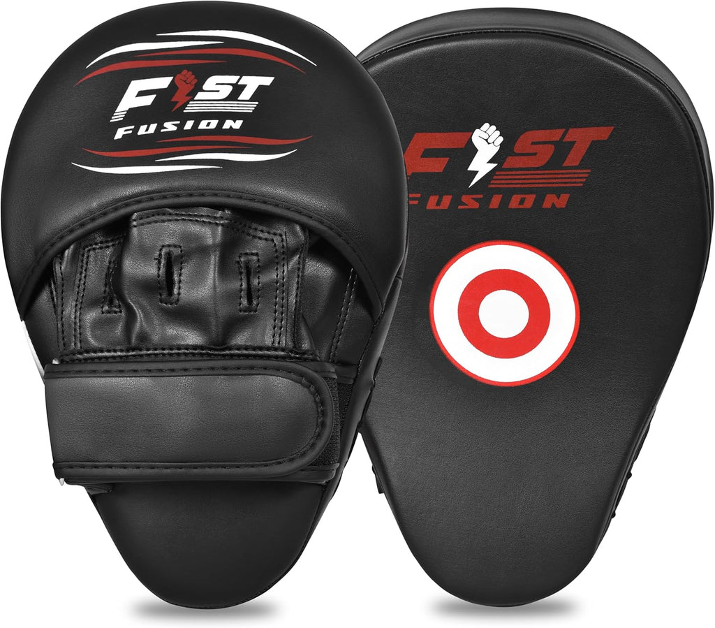 Boxing Pads Curved Focus Mitts, Maya Hide Leather Hook and jab Training Pads, Adjustable Strap Ventilated, MMA Muay