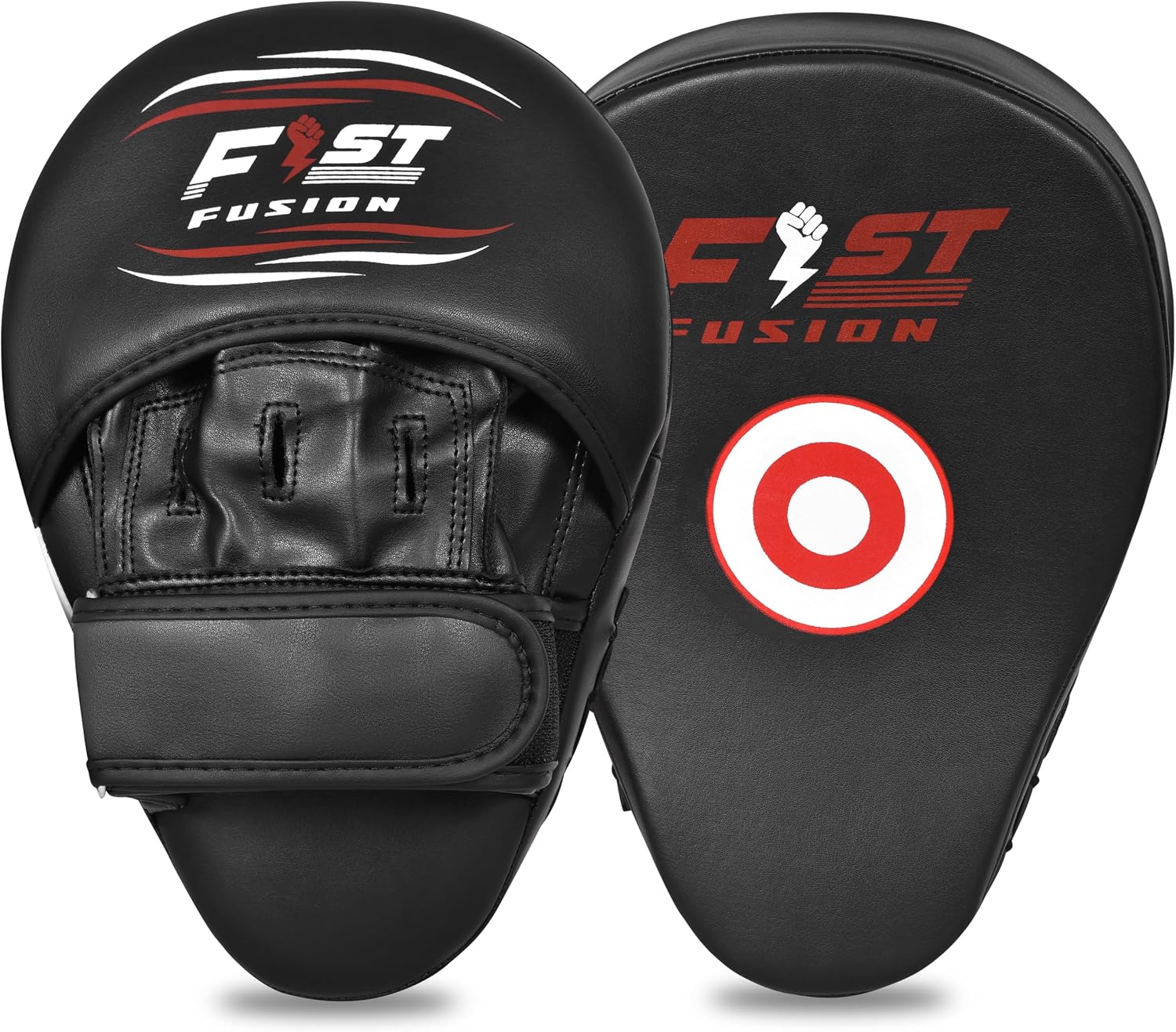 Boxing Pads Curved Focus Mitts, Maya Hide Leather Hook and jab Training Pads, Adjustable Strap Ventilated, MMA Muay