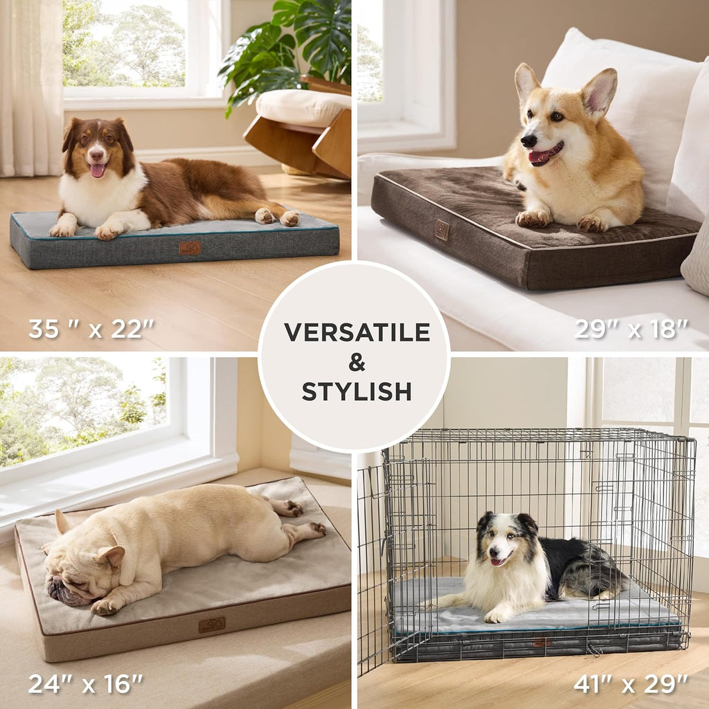 Memory Foam Dog Beds Large Sized Dog - Orthopedic Pet Beds for Crate with Removable Washable Cover and Nonskid