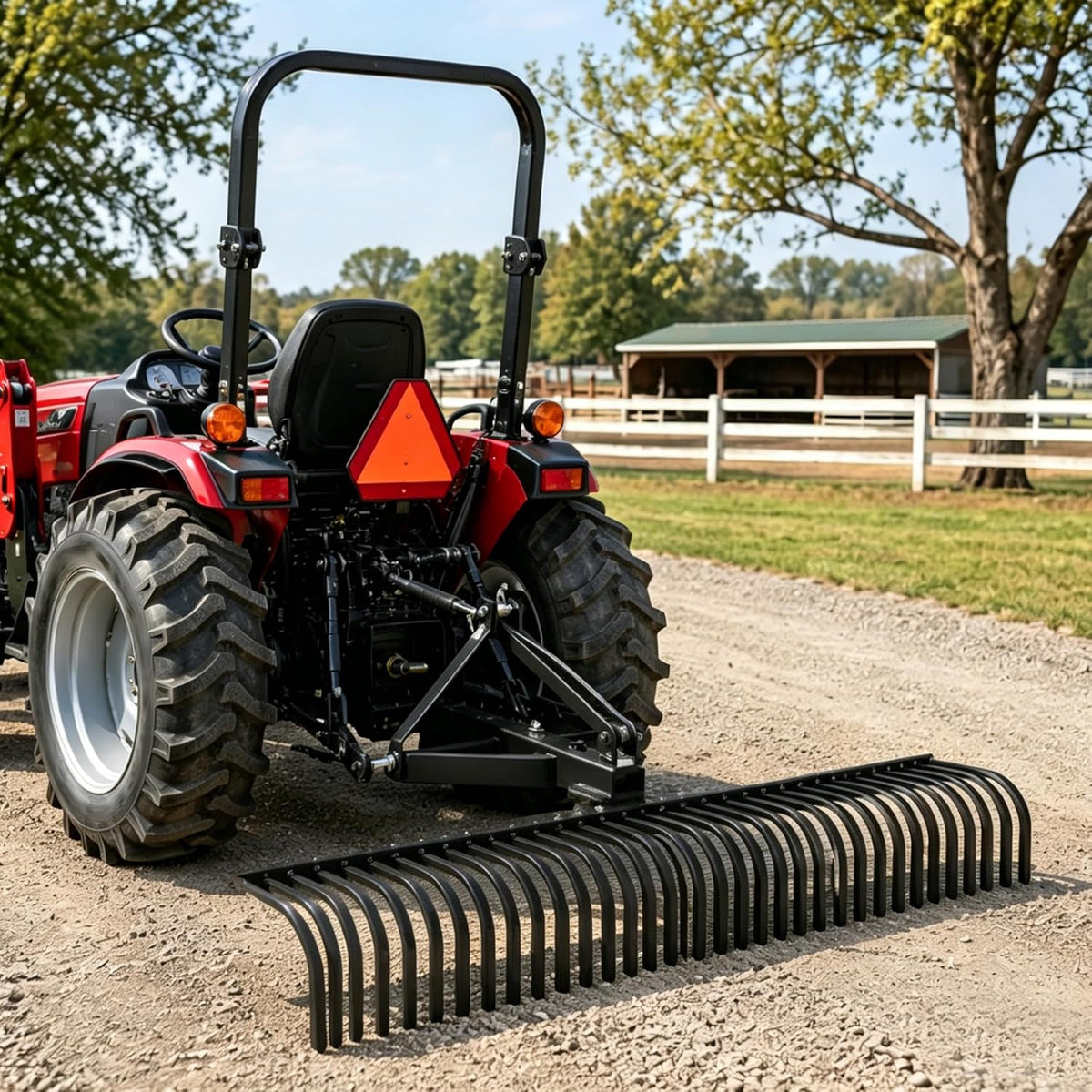 Landscape Rake 3 Point 360 Rotation 60 Inch Compatible with Category 1 Compact Tractors Tow Behind Garden Tool Black