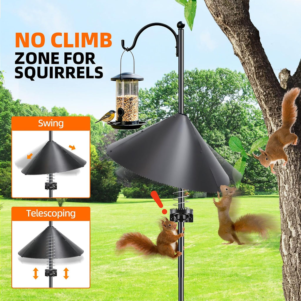 2026 Upgraded Squirrel Baffle for Bird Feeders, 5-Point Stable Structure, Swaying Anti-Climb Design, Fit for