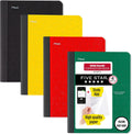 Composition Book + Study App, 4 Pack, Wide Ruled Paper, 7-1/2" x 9-3/4", 80 Sheets, Forest Green, Tidewater Blue