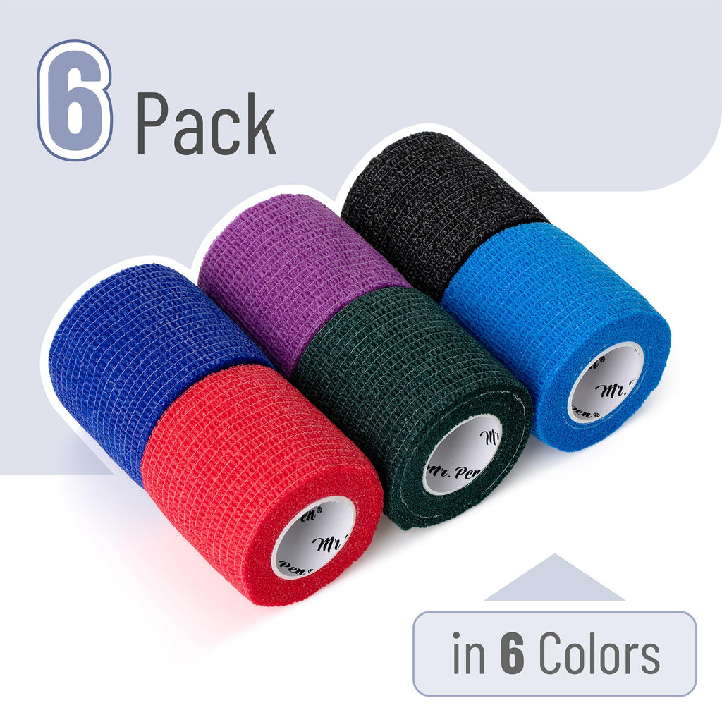 Self Adhesive Bandage Wrap, 2" x 5 Yards, 6 Pack