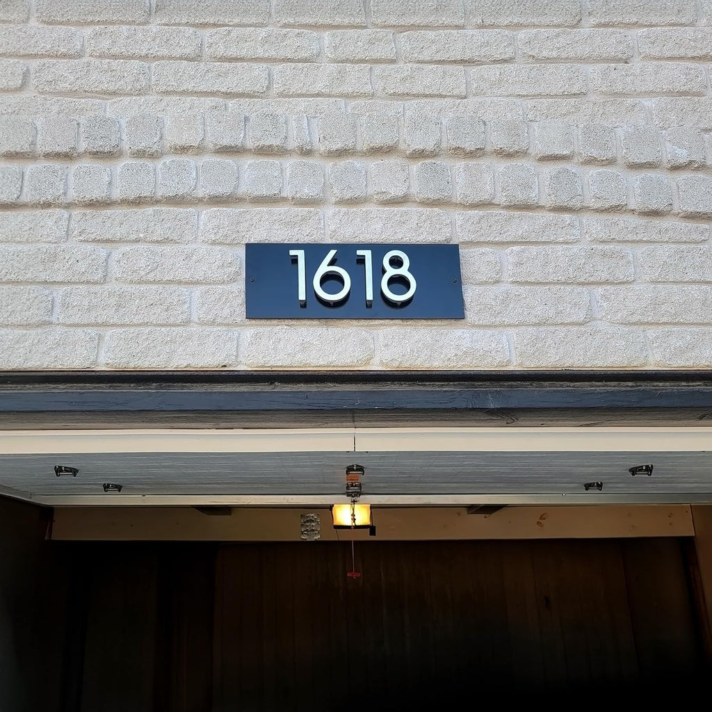 Personalized Floating Aluminum Address Sign Plaque - Custom House Numbers | Horizontal or Vertical. 3", 4", 6", 8"