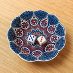 Bohemian Hand-Painted Ceramic Mahjong Dice Tray, Purple Red
