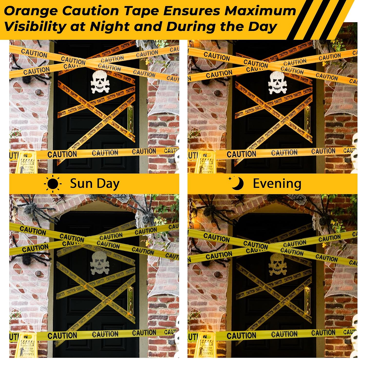 6 Rolls Premium Yellow Caution Tape, 3 Inch x 1000FT(Total 6000FT) Bright Hazard Tape with Bold Black Text for