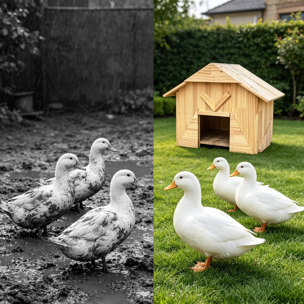 Handcrafted Extra Large Solid Wood Duck Coop - Spacious Outdoor Poultry House for Ducks, Chickens & More, Easy