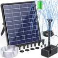 6.5W Solar Fountain Pump for Bird Bath Built-in 3000mAh Battery Backup, DIY Solar Water Fountain with Double-Layer