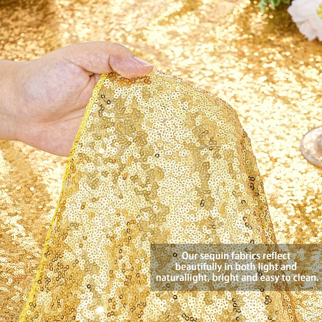90x132inch Rectangle Sparkly Gold Sequin Tablecloth Wedding Glitter Drapes