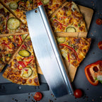 13.8 Inch Pizza Cutter Rocker Blade - Easy Slicing - Premium Finish Pizza Slicer with Time Saving Pizza Cutter Rocker